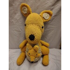 Crocheted Kangaroo and Joey